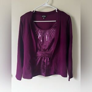 Apt. 9 Deep Purple Sequin Embellished Top with cardigan one peice